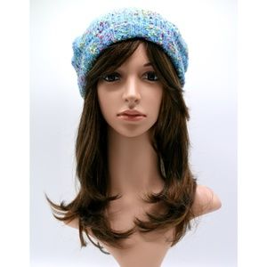 V Fraas Speckled Knit Turquoise Wool 